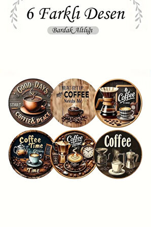 Valerine Life Ev Ofis Çay Fincan Bardak Altlığı 10x10cm Yıkanabilir Kaymaz 6'lı Deri Coaster Seti