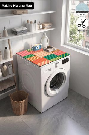 Valerine Life Çamaşır Kurutma Makinesi Üstü Düzenleyici Matı Sıvı Geçirmez Örtü Renkli Dokuma