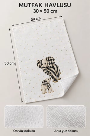 Valerine Life El Kurulama Havlusu 30x50cm Mutfak, Fırın için Pamuklu Emici Sevgi Bağı
