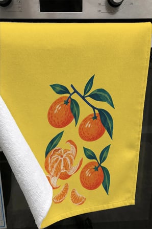 Valerine Life El Kurulama Havlusu 30x50cm Mutfak, Fırın için Pamuklu Emici Mandalina Bahçesi