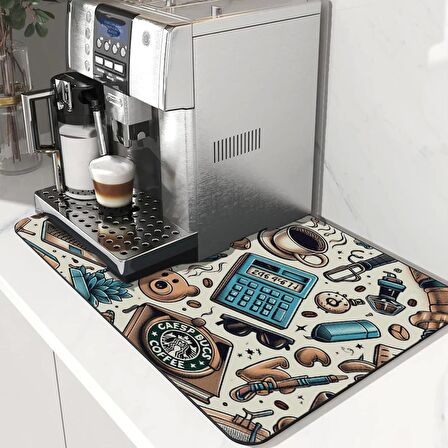 Valerine Life Kahve Makinesi Matı Su Geçirmez Kaymaz Çaycı, Çay Espresso Makinesi Pad 35x45cm