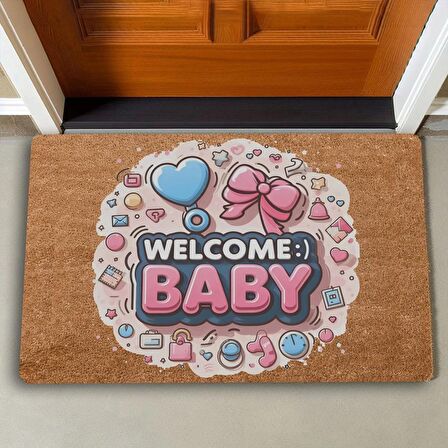 Valerine Life Hoş Geldin Bebek Welcome Yeni Doğan Kapı Önü Paspası 45x70cm