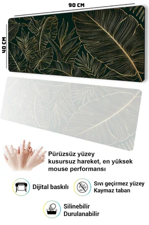 SonicTouch Klavye Mousepad 40x90cm Dikişsiz Pürüzsüz Sıvı Geçirmez Kaymaz Taban Zümrüt Bahçe