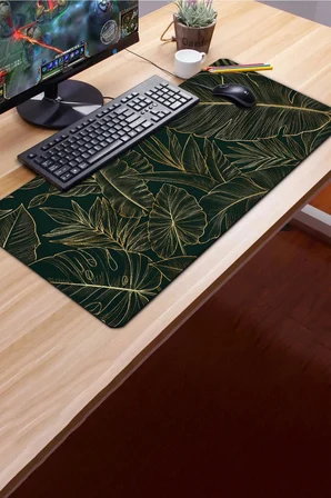 SonicTouch Klavye Mousepad 40x90cm Dikişsiz Pürüzsüz Sıvı Geçirmez Kaymaz Taban Zümrüt Bahçe