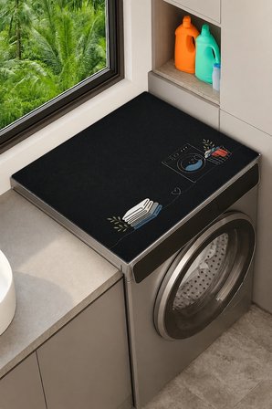 Valerine Life Çamaşır Kurutma Makinesi Üstü Düzenleyici Matı Sıvı Geçirmez Örtü Aşk ile Temizlik
