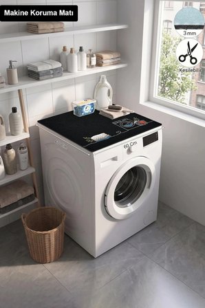 Valerine Life Çamaşır Kurutma Makinesi Üstü Düzenleyici Matı Sıvı Geçirmez Örtü Aşk ile Temizlik
