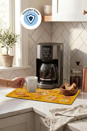 Valerine Life Kahve Espresso Makinesi Matı 35x45cm Çaycı Pad Su Geçirmez Güneşli Barista Bahçesi