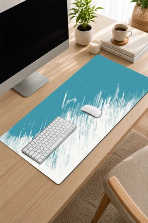 SonicTouch Klavye Mousepad 32x70cm Dikişsiz Pürüzsüz Sıvı Geçirmez Kaymaz Taban Turkuaz Geçiş