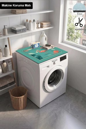 Valerine Life Çamaşır Kurutma Makinesi Üstü Düzenleyici Matı Sıvı Geçirmez Örtü Flamingo Postacı