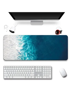 SonicTouch Klavye Mousepad 40x90cm Dikişsiz Sıvı Geçirmez Kaymaz Taban Sonsuz Okyanus Dikişsiz Kenar