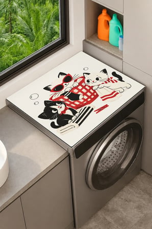 Valerine Life Çamaşır Kurutma Makinesi Üstü Düzenleyici Matı Sıvı Geçirmez Örtü Çamaşır Çetesi