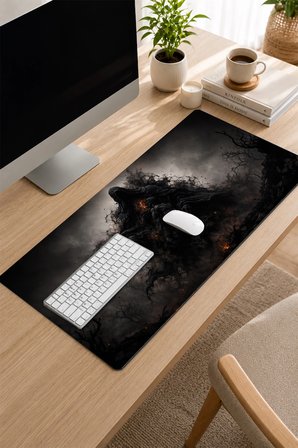 SonicTouch Klavye Mousepad 32x70cm Dikişsiz Pürüzsüz Sıvı Geçirmez Kaymaz Taban Kara Kehanet