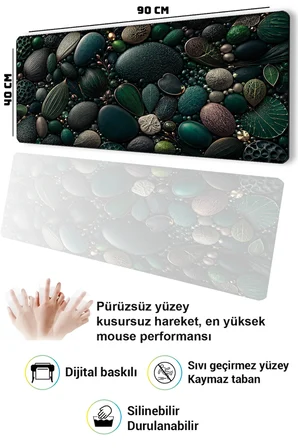 SonicTouch Klavye Mousepad 40x90cm Dikişsiz Pürüzsüz Sıvı Geçirmez Kaymaz Taban Orman Mücevherleri
