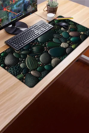 SonicTouch Klavye Mousepad 40x90cm Dikişsiz Pürüzsüz Sıvı Geçirmez Kaymaz Taban Orman Mücevherleri