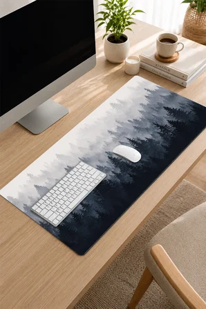 SonicTouch Klavye Mousepad 32x70cm Dikişsiz Pürüzsüz Sıvı Geçirmez Kaymaz Taban Kuzey Ormanları