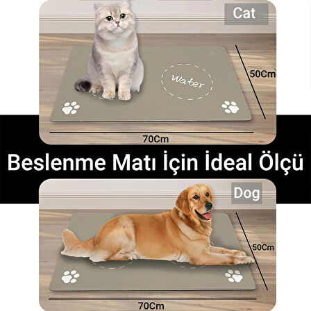 MAtGo Pati Food Water Krem Beslenme Matı Kaymaz Sıvı Geçirmez Kedi Köpek Mama Paspası 50x70cm