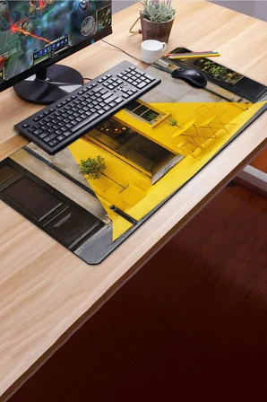 SonicTouch Klavye Mousepad 40x90cm Dikişsiz Pürüzsüz Sıvı Geçirmez Kaymaz Taban Sarı Durak