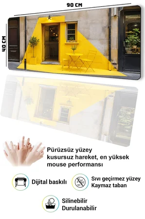 SonicTouch Klavye Mousepad 40x90cm Dikişsiz Pürüzsüz Sıvı Geçirmez Kaymaz Taban Sarı Durak