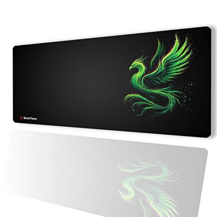 SonicTouch UltraGrand Siyah Neon Yeşili Anka Kuşu Dikişsiz Xxl Gaming Oyuncu Masaüstü Klavye Mouse Pad 40x90Cm