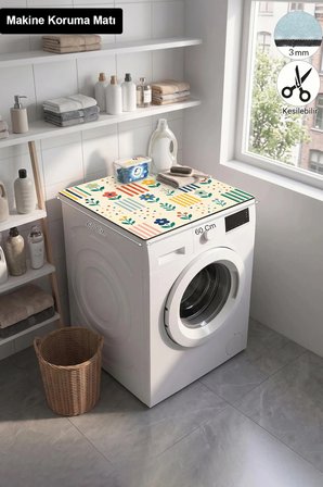 Valerine Life Çamaşır Kurutma Makinesi Üstü Düzenleyici Matı Sıvı Geçirmez Örtü  Çiçekli PatchWork