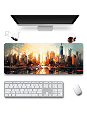 SonicTouch UltraGrand Gün Batımı Metropolis Temalı Gamer Oyuncu Xxl Klavye Mouse Pad 40x90Cm