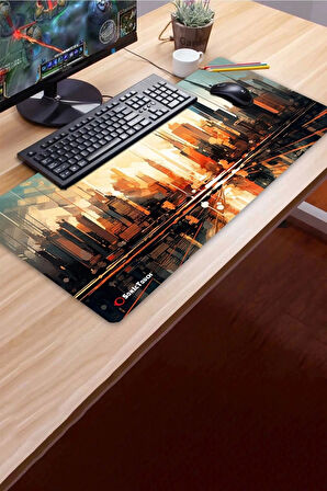 SonicTouch UltraGrand Gün Batımı Metropolis Temalı Gamer Oyuncu Xxl Klavye Mouse Pad 40x90Cm