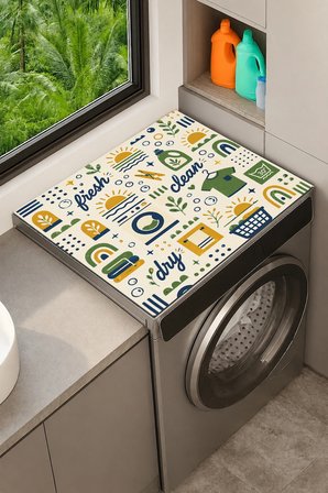Valerine Life Çamaşır Kurutma Makinesi Üstü Düzenleyici Matı Sıvı Geçirmez Örtü Keyifli Yıkama