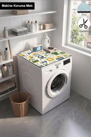 Valerine Life Çamaşır Kurutma Makinesi Üstü Düzenleyici Matı Sıvı Geçirmez Örtü Keyifli Yıkama