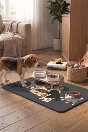 MAtGo Pati Kedi Köpek Beslenme Matı 50x70cm Köpek Sofrası Su Geçirmez Kaymaz Mama Kabı Altlık Paspas