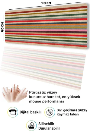 SonicTouch Klavye Mousepad 40x90cm Dikişsiz Pürüzsüz Sıvı Geçirmez Kaymaz Taban Yörük Kilimi