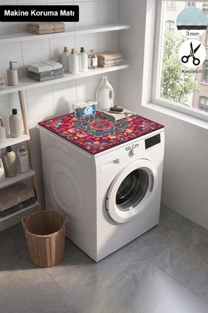 Valerine Life Çamaşır Kurutma Makinesi Üstü Düzenleyici Matı Sıvı Geçirmez Örtü Mercan Barok