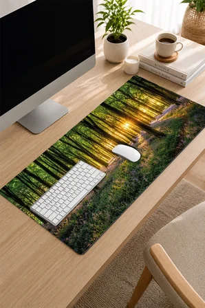 SonicTouch Klavye Mousepad 32x70cm Dikişsiz Pürüzsüz Sıvı Geçirmez Kaymaz Taban Lavanta Patikası