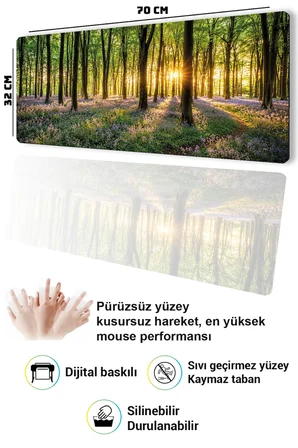 SonicTouch Klavye Mousepad 32x70cm Dikişsiz Pürüzsüz Sıvı Geçirmez Kaymaz Taban Lavanta Patikası