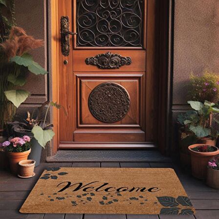 Valerine Life Ceviz Yaprağı Welcome Kapı Önü Paspası 45x70cm