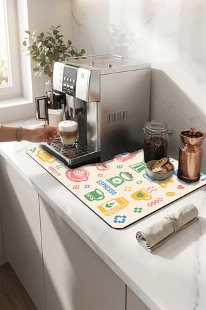 Valerine Life Kahve Espresso Makinesi Matı 35x45cm Çaycı Pad Su Geçirmez Pixel Barista