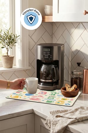 Valerine Life Kahve Espresso Makinesi Matı 35x45cm Çaycı Pad Su Geçirmez Pixel Barista