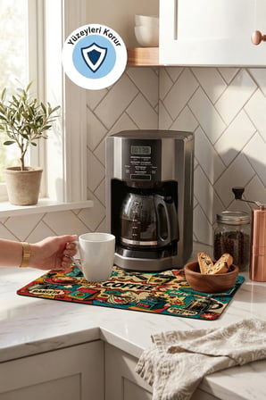 Valerine Life Kahve Espresso Makinesi Matı 35x45cm Çaycı Pad Su Geçirmez Anime Coffee Time