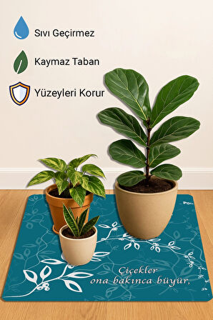 Valerine Life Çiçek Saksı Matı Salon Balkon Bitkileri Zemin Koruyucu Kaymaz Saksı Altlığı 60x60cm 27250623