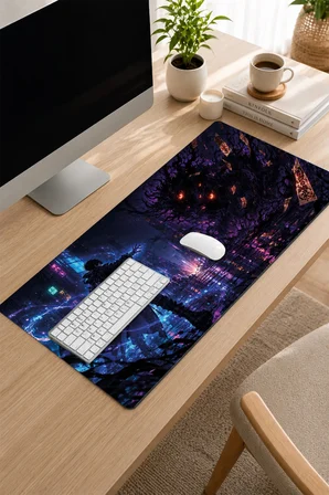 SonicTouch Klavye Mousepad 32x70cm Dikişsiz Pürüzsüz Sıvı Geçirmez Kaymaz Taban Neon Büyücü