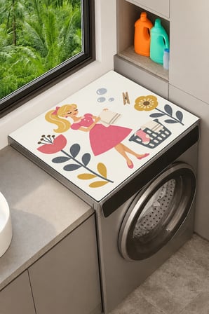 Valerine Life Çamaşır Kurutma Makinesi Üstü Düzenleyici Matı Sıvı Geçirmez Örtü Çamaşır Perisi