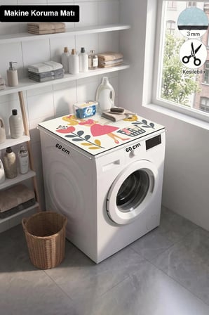 Valerine Life Çamaşır Kurutma Makinesi Üstü Düzenleyici Matı Sıvı Geçirmez Örtü Çamaşır Perisi