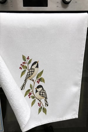 Valerine Life El Kurulama Havlusu 30x50cm Mutfak, Fırın için Pamuklu Emici Damalı Kuşlar