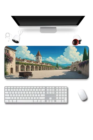 SonicTouch Klavye Mousepad 40x90cm Dikişsiz Pürüzsüz Sıvı Geçirmez Kaymaz Taban Dağ Kasabası