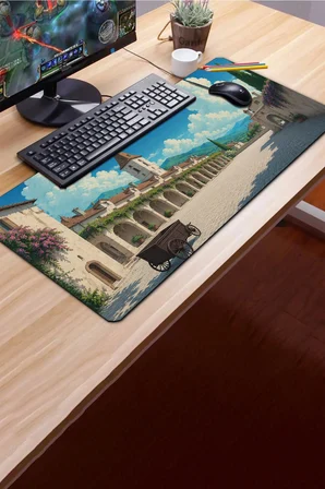SonicTouch Klavye Mousepad 40x90cm Dikişsiz Pürüzsüz Sıvı Geçirmez Kaymaz Taban Dağ Kasabası