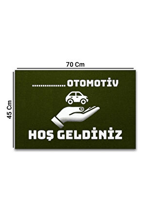Valerine Life İsme Kişiye Firmaya Özel Galerici Otomotiv Yeşil Hoş Geldiniz Kapı Önü Paspası 45x70cm