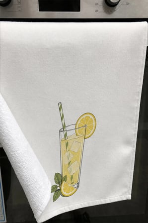 Valerine Life El Kurulama Havlusu 30x50cm Mutfak, Fırın için Pamuklu Emici Limonata Serinliği