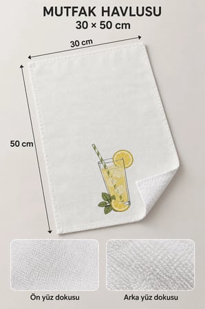 Valerine Life El Kurulama Havlusu 30x50cm Mutfak, Fırın için Pamuklu Emici Limonata Serinliği