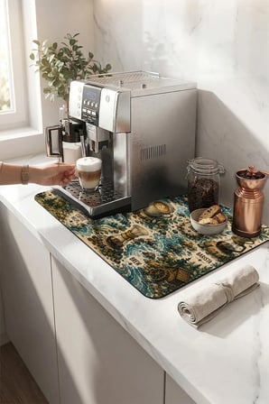 Valerine Life Kahve Espresso Makinesi Matı 35x45cm Çaycı Pad Su Geçirmez River Coffee