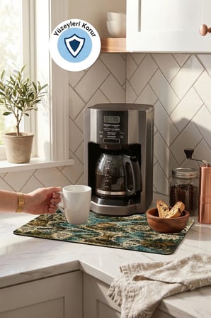 Valerine Life Kahve Espresso Makinesi Matı 35x45cm Çaycı Pad Su Geçirmez River Coffee