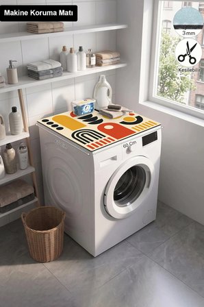 Valerine Life Çamaşır Kurutma Makinesi Üstü Düzenleyici Matı Sıvı Geçirmez Örtü Retro Yörünge